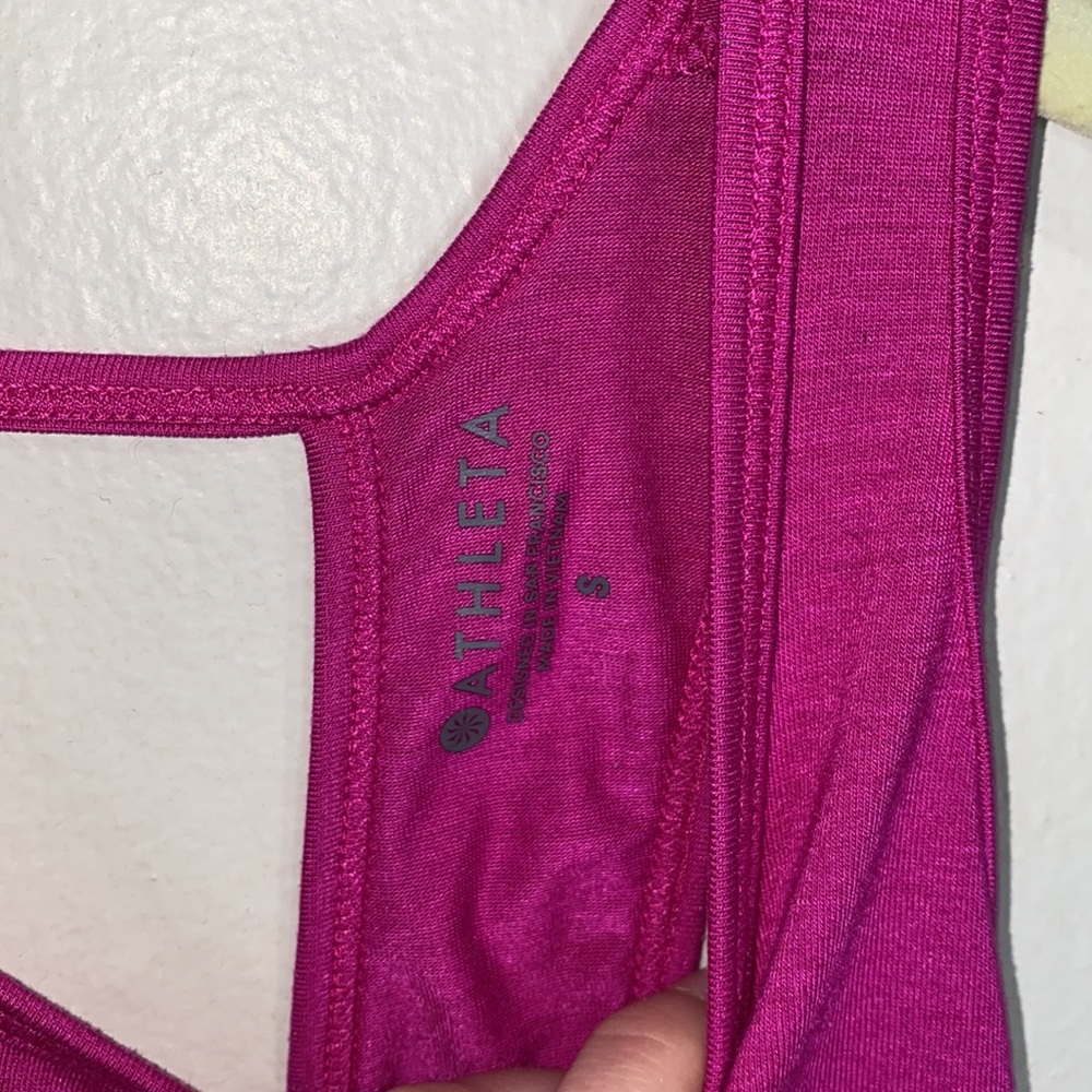 🎱Athleta Essence Pink Tie Back Split Back Open Back Criss Cross Tank! - Picture 4 of 6